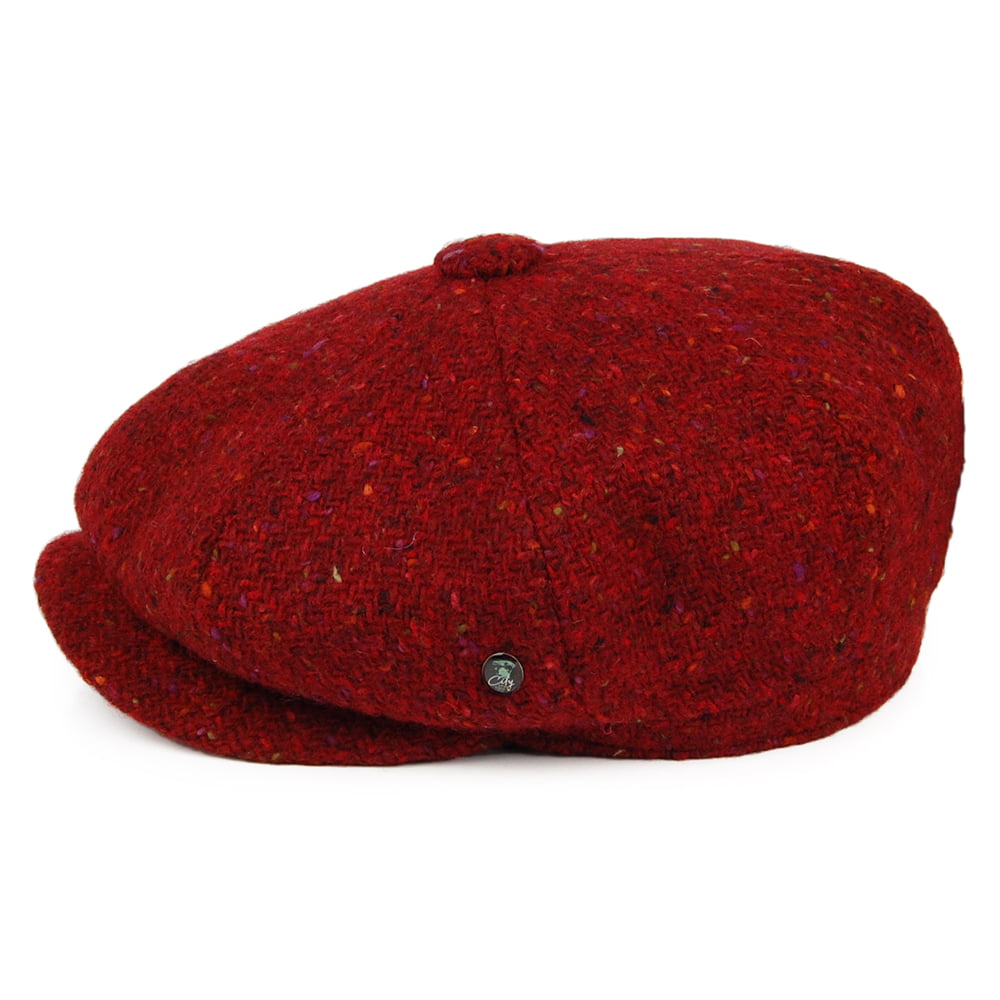 City Sport Deep Fit Donegal Tweed Ballonmütze aus Marl Tweed - Weinrot