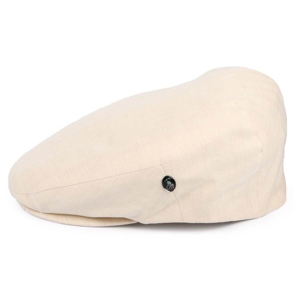 City Sport Schiebermütze Micro-Herringbone aus Baumwoll-Leinen - Beige