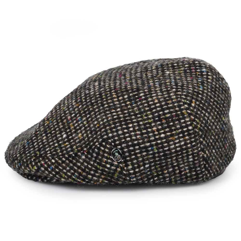 City Sport Donegal Tweed Schiebermütze Gesprenkelte - Schwarz-Hellbraun-Multi