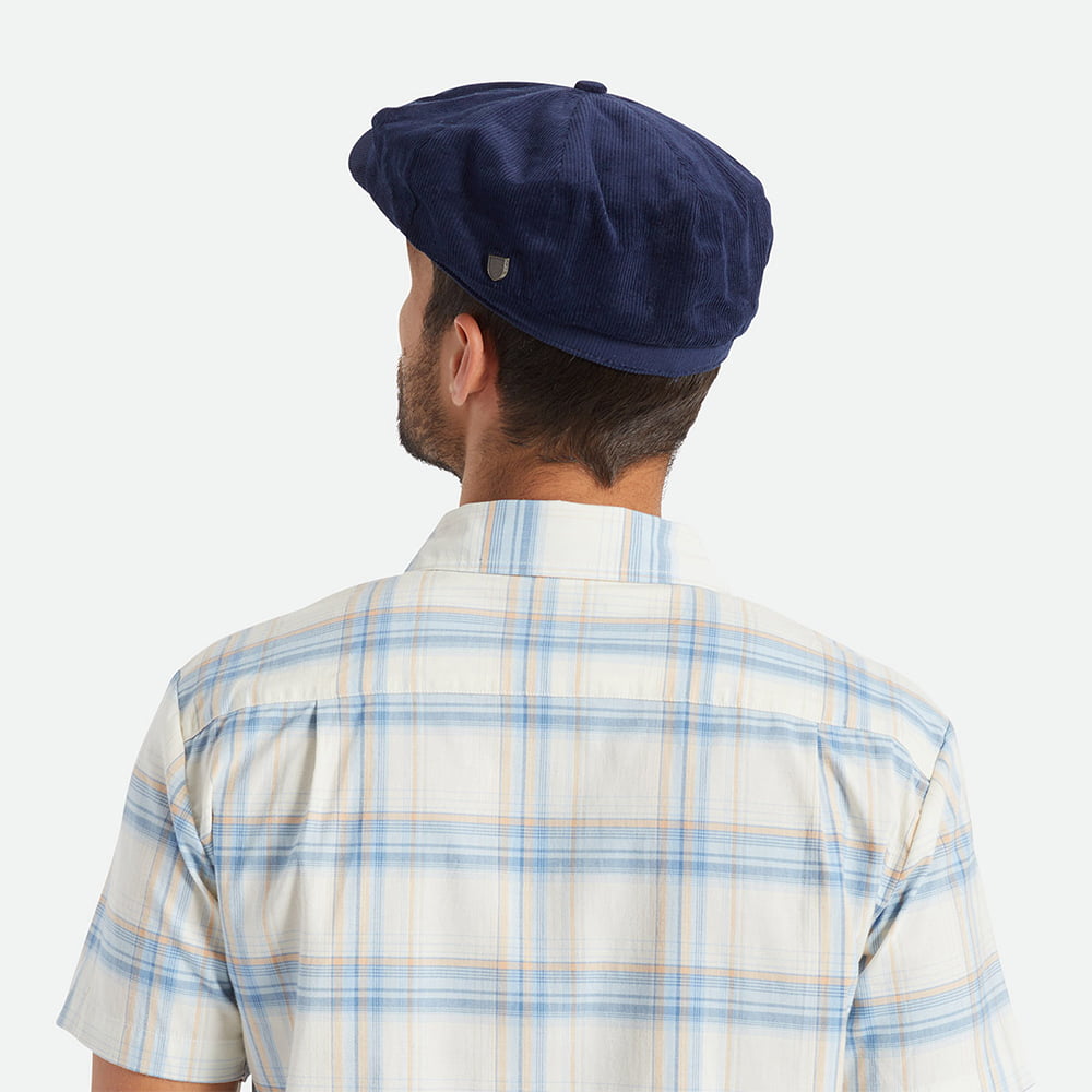 Brixton Brood II Baggy Kord Ballonmütze - Marineblau