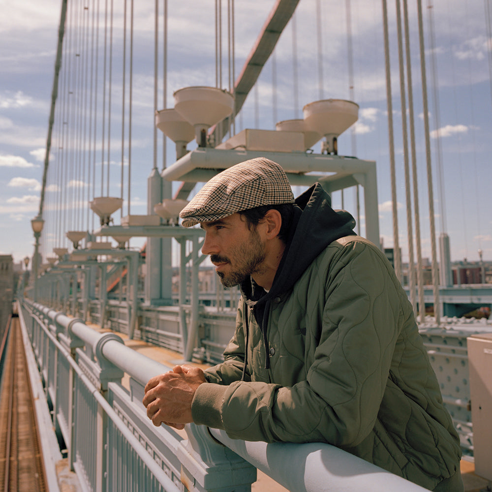 Brixton Hooligan Schiebermütze Houndstooth - Cremeweiß-Sand