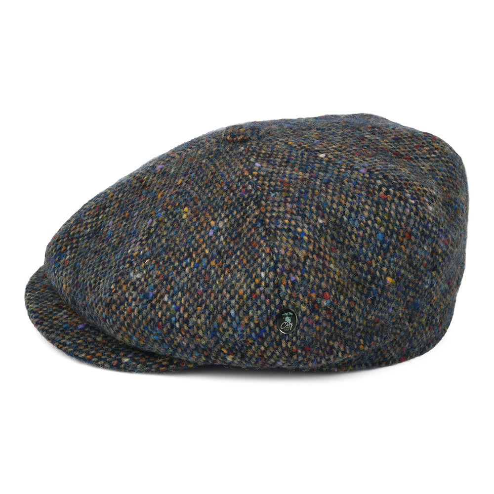 City Sport Deep Fit Donegal Tweed Ballonmütze aus Marl Tweed - Blau-Multi