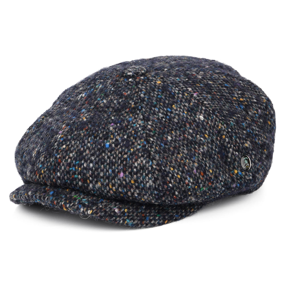 City Sport Deep Fit Donegal Tweed Ballonmütze aus Marl Tweed - Marineblau-Multi