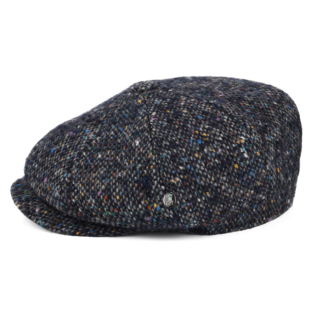 City Sport Deep Fit Donegal Tweed Ballonmütze Marl - Marineblau-Multi