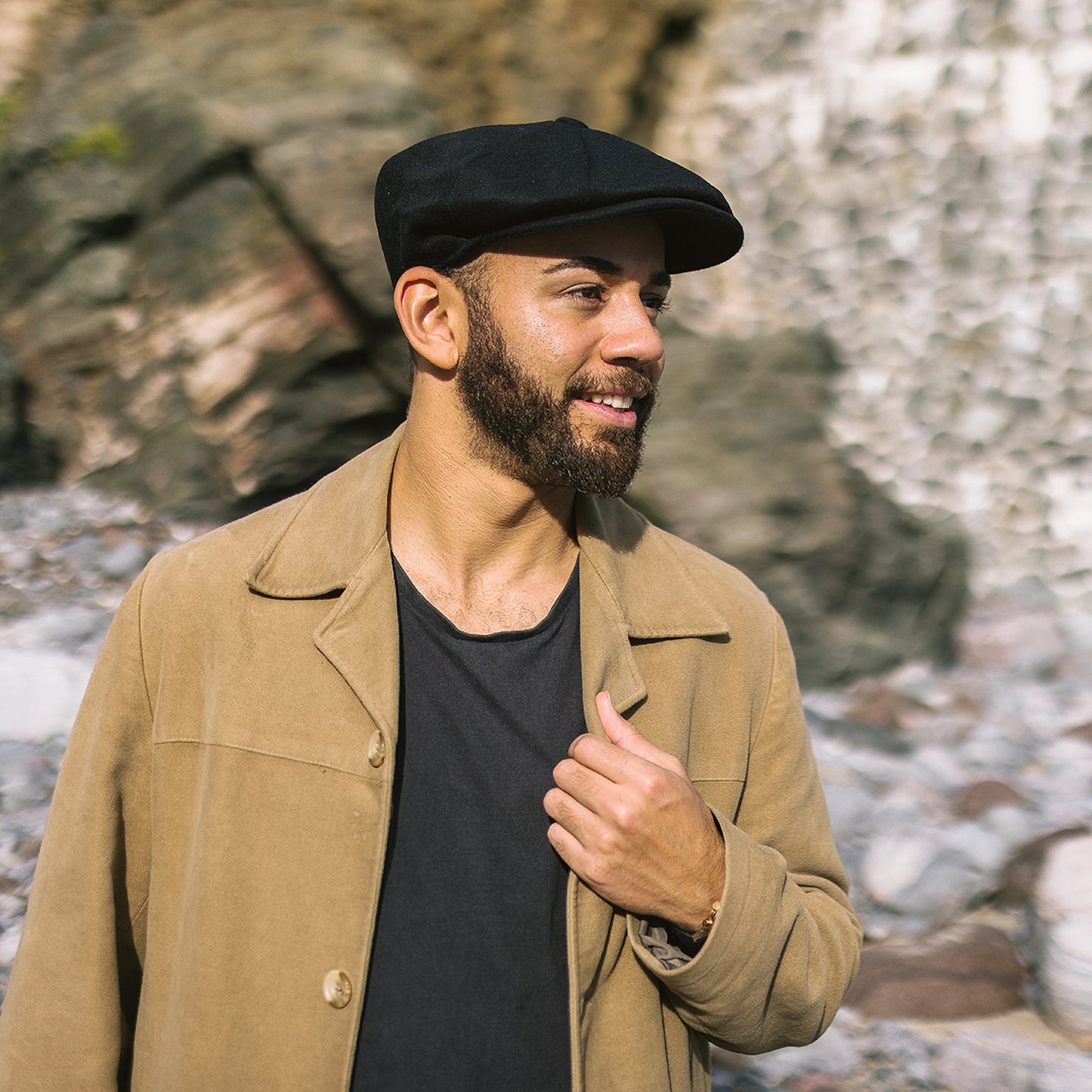 Jaxon & James Harlem Ballonmütze aus Purer Wolle - Schwarz