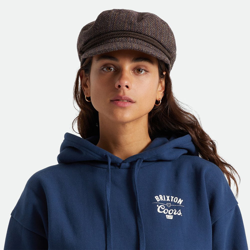 Brixton Schiffermütze mit Fischgrätmuster - Weinrot