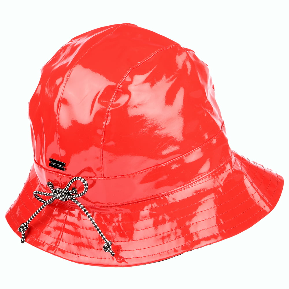 Betmar Rachel Fischerhut aus Vinyl - Scharlachrot