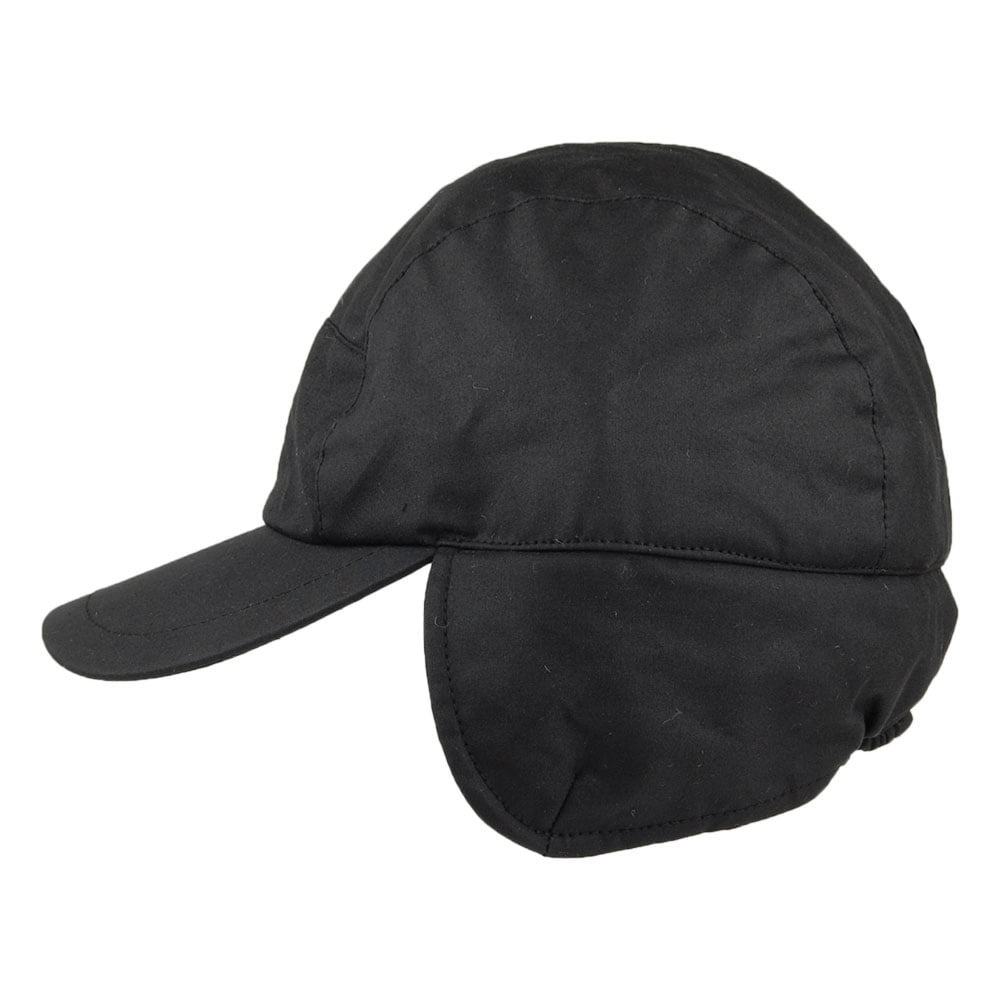 Failsworth Lumberjack Baseball Cap aus gewachster Baumwolle mit Ohrenklappen - Schwarz