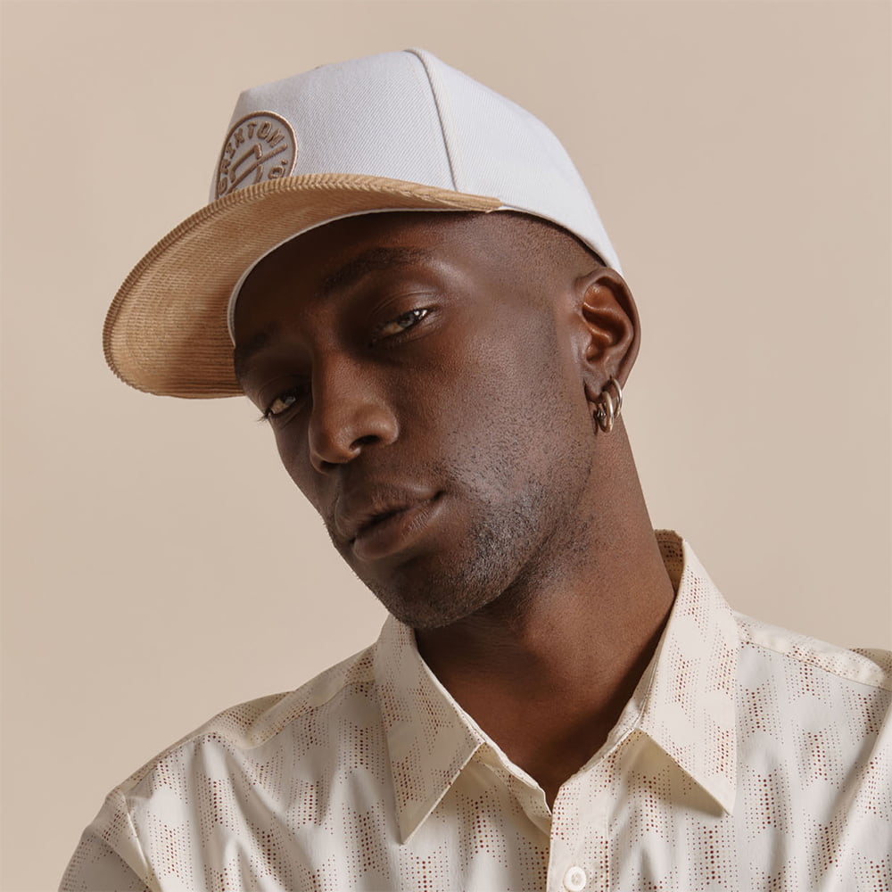 Brixton Crest MP Snapback Cap - Weiß-Khaki