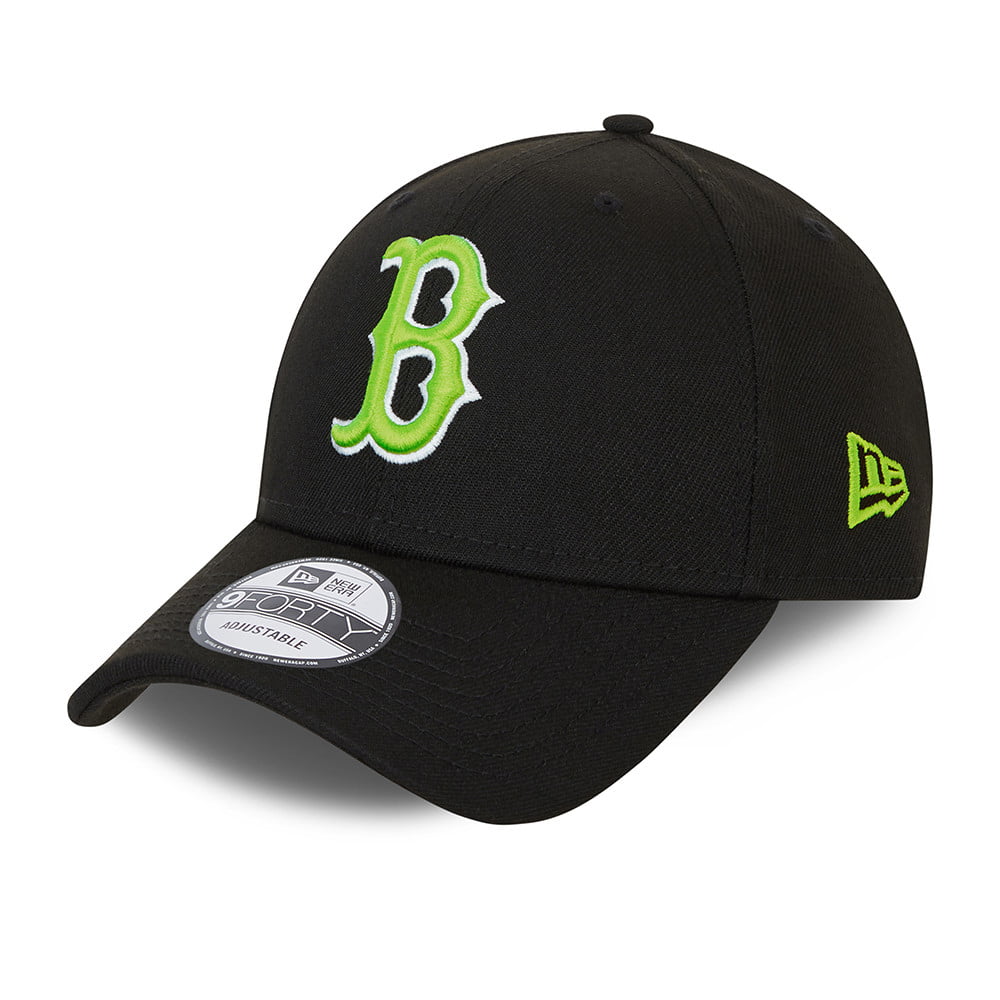 New Era 9FORTY Boston Red Sox Baseball Cap - MLB Neon Pack - Schwarz-Neongrün