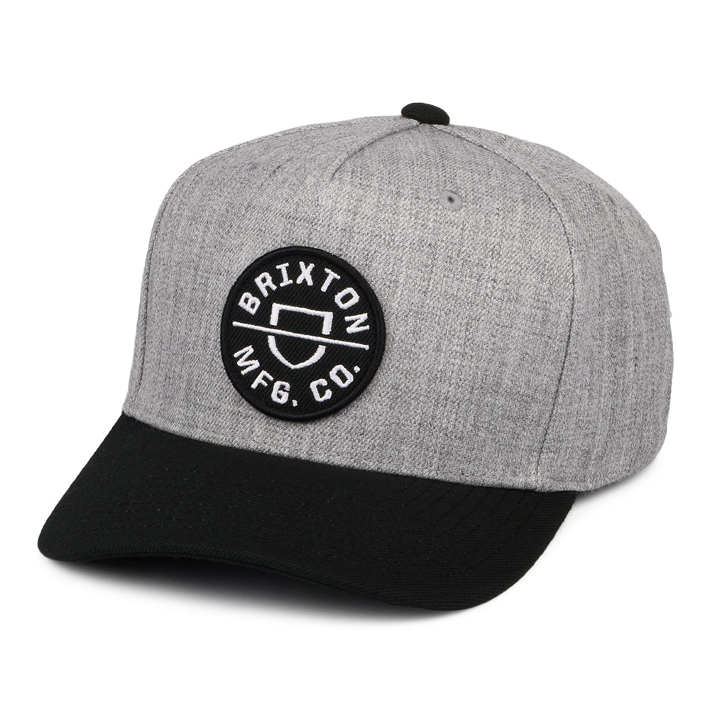 Brixton Crest C NetPlus MP Snapback Cap - Grau Melliert-Schwarz