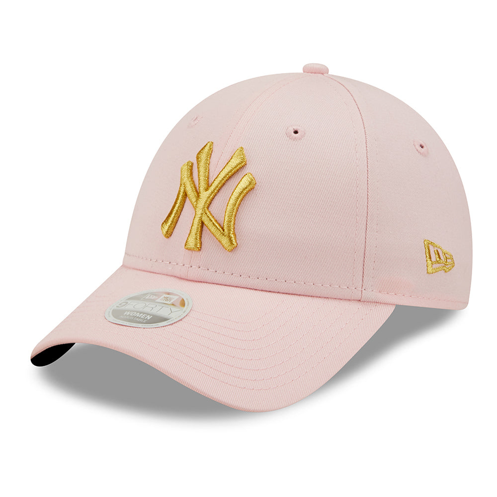 New Era Damen 9FORTY New York Yankees Baseball Cap - MLB Metallic Logo - Pink-Gold