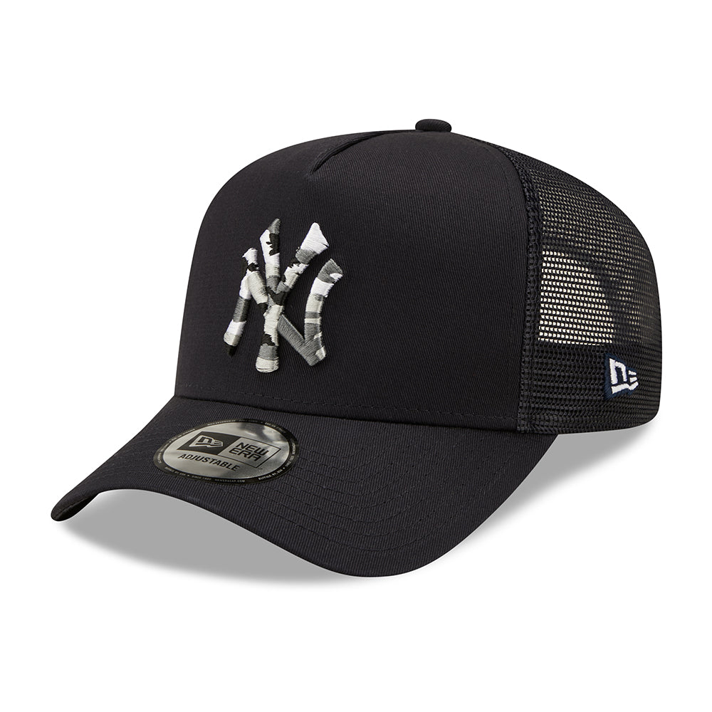 New Era 9FORTY A-Frame New York Yankees Trucker Cap MLB Camo Infill - Marineblau-Tarnfarben