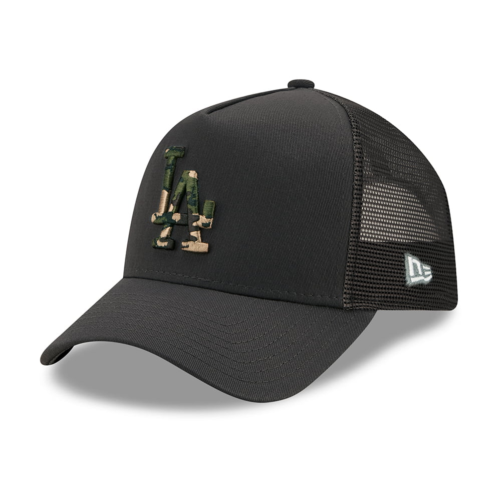 New Era 9FORTY A-Frame L.A. Dodgers Trucker Cap MLB Camo Infill - Grau-Tarnfarben