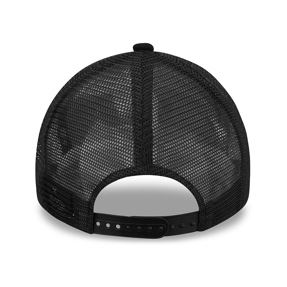 New Era Unisex 9FORTY A-Frame Chicago Bulls Trucker Cap - NBA Black on Black Logo - Schwarz