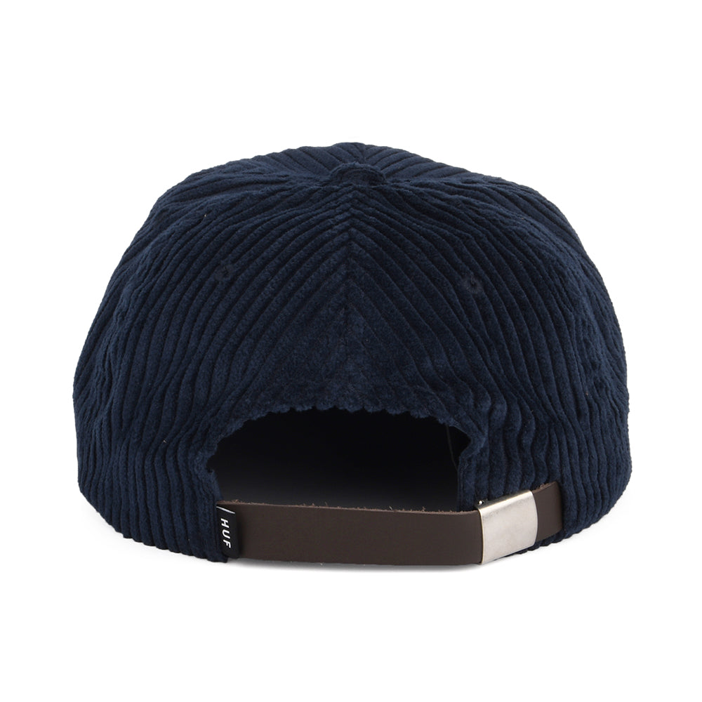 HUF Box Logo Kord Baseball Cap mit flachem Visier - Marineblau