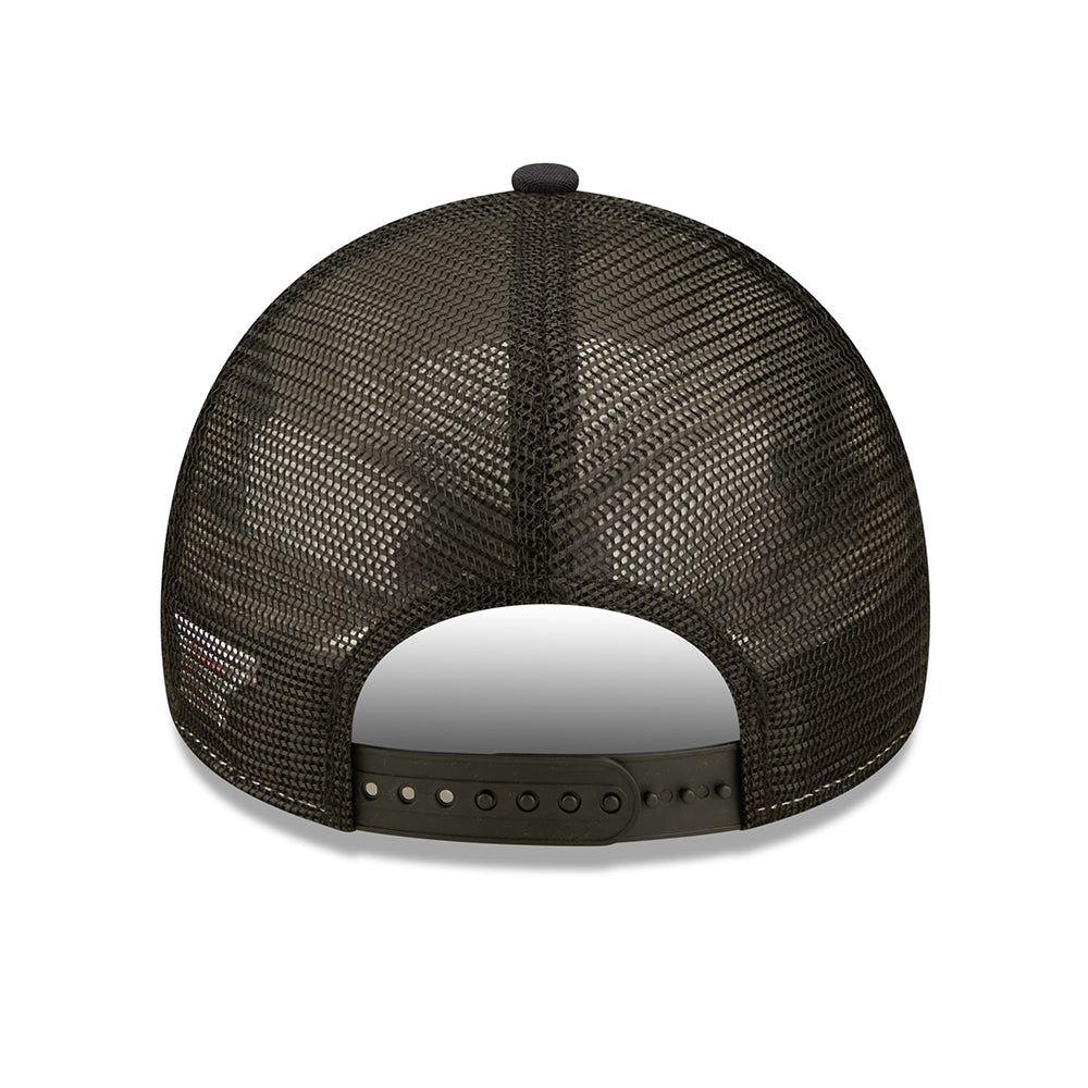 New Era 9FORTY Repreve New York Trucker Cap - US State Wordmark - Schwarz-Weiß