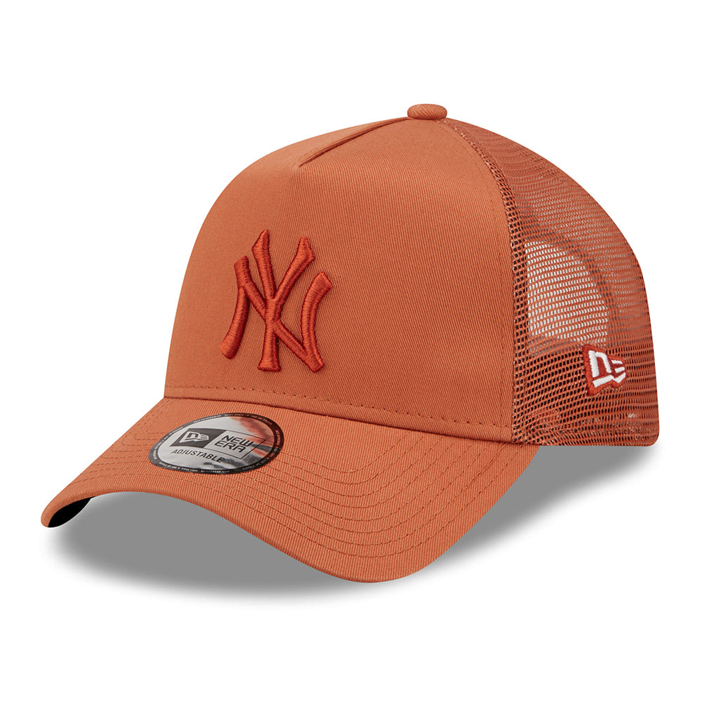 New Era 9FORTY A-Frame New York Yankees Trucker Cap - MLB Tonal Mesh - Rostrot