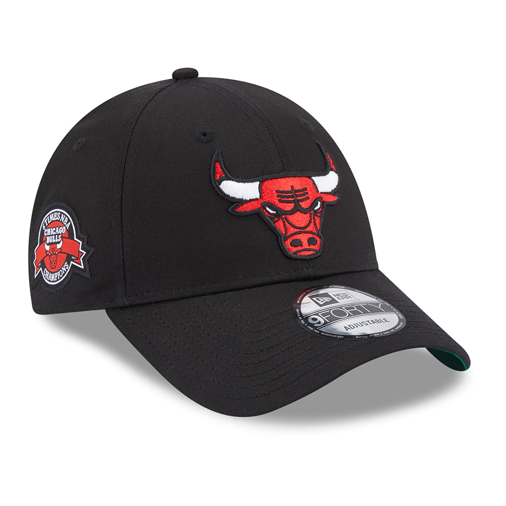New Era 9FORTY Chicago Bulls Baseball Cap - NBA Team Side Patch - Schwarz