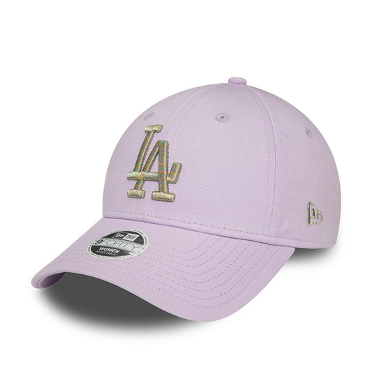New Era Damen 9FORTY L.A. Dodgers Baseball Cap - MLB Metallic Logo - Lavendel-Silber