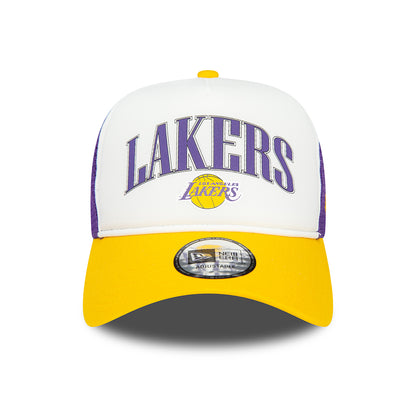 New Era A-Frame L.A. Lakers Trucker Cap NBA Retro - Weiß-Gelb-Lila