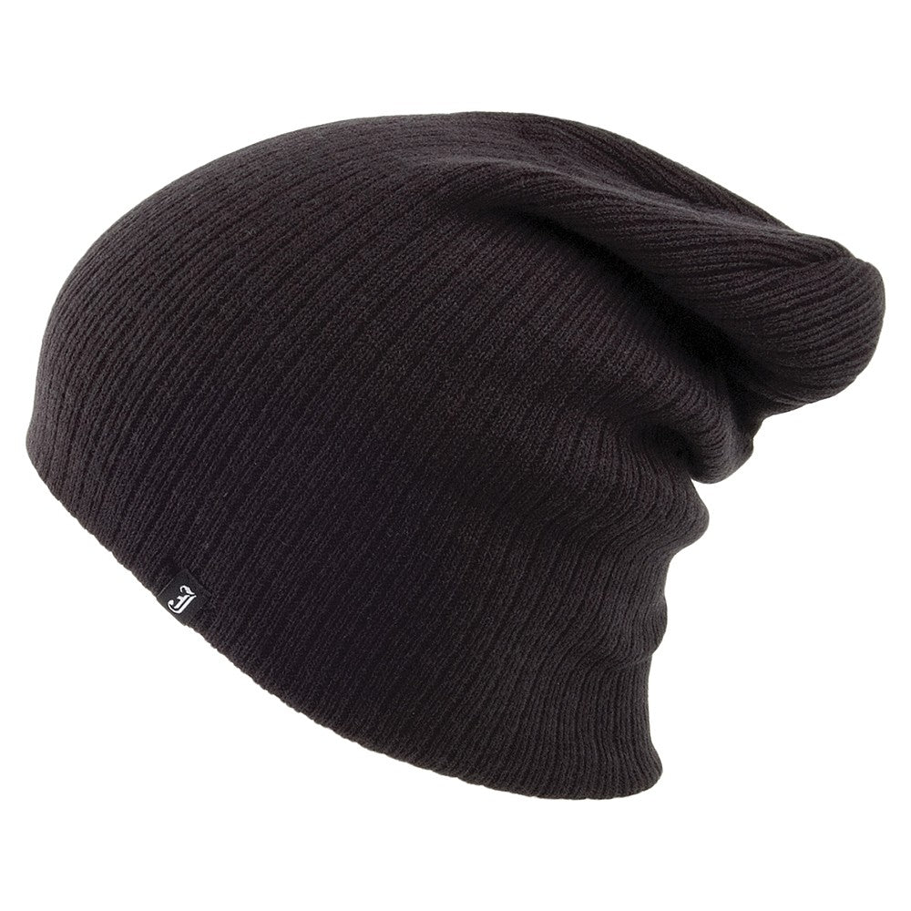 Jaxon & James Oversized Beanie in Rippstrick - Schwarz