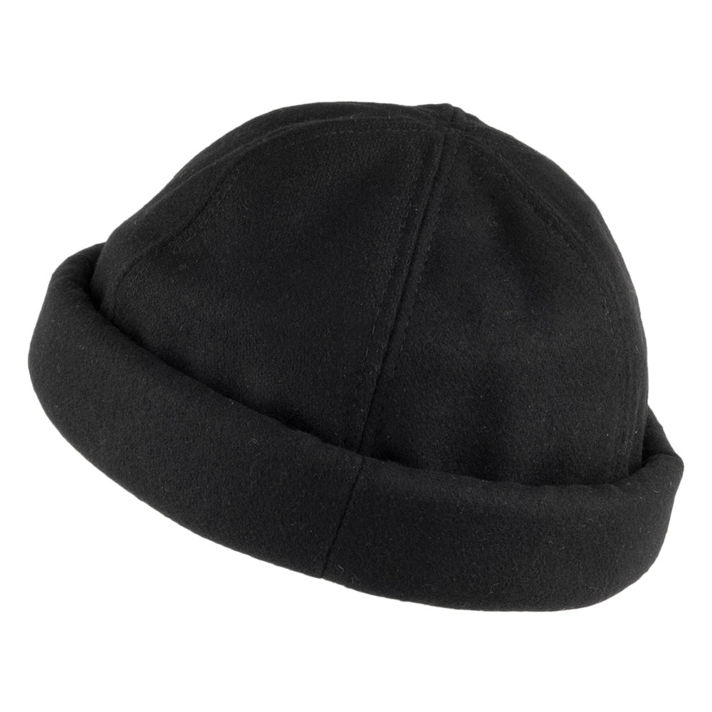 Dorfman Pacific Beanie Mütze aus Meltonwolle - Schwarz