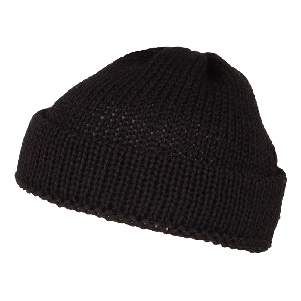 Highland 2000 Short Fishermans Beanie Mütze aus Englischer Wolle - Schwarz