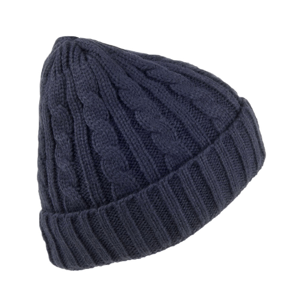 Jaxon & James Zopfstrickmuster Beanie - Marineblau