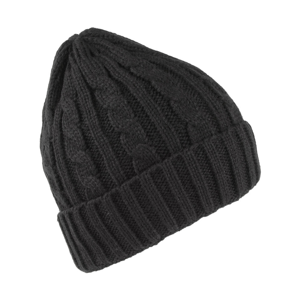 Jaxon & James Zopfstrickmuster Beanie - Schwarz
