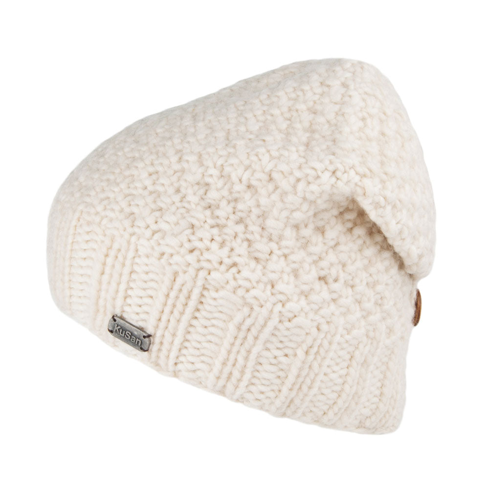 Kusan Button Down Beanie Mütze - Weiß