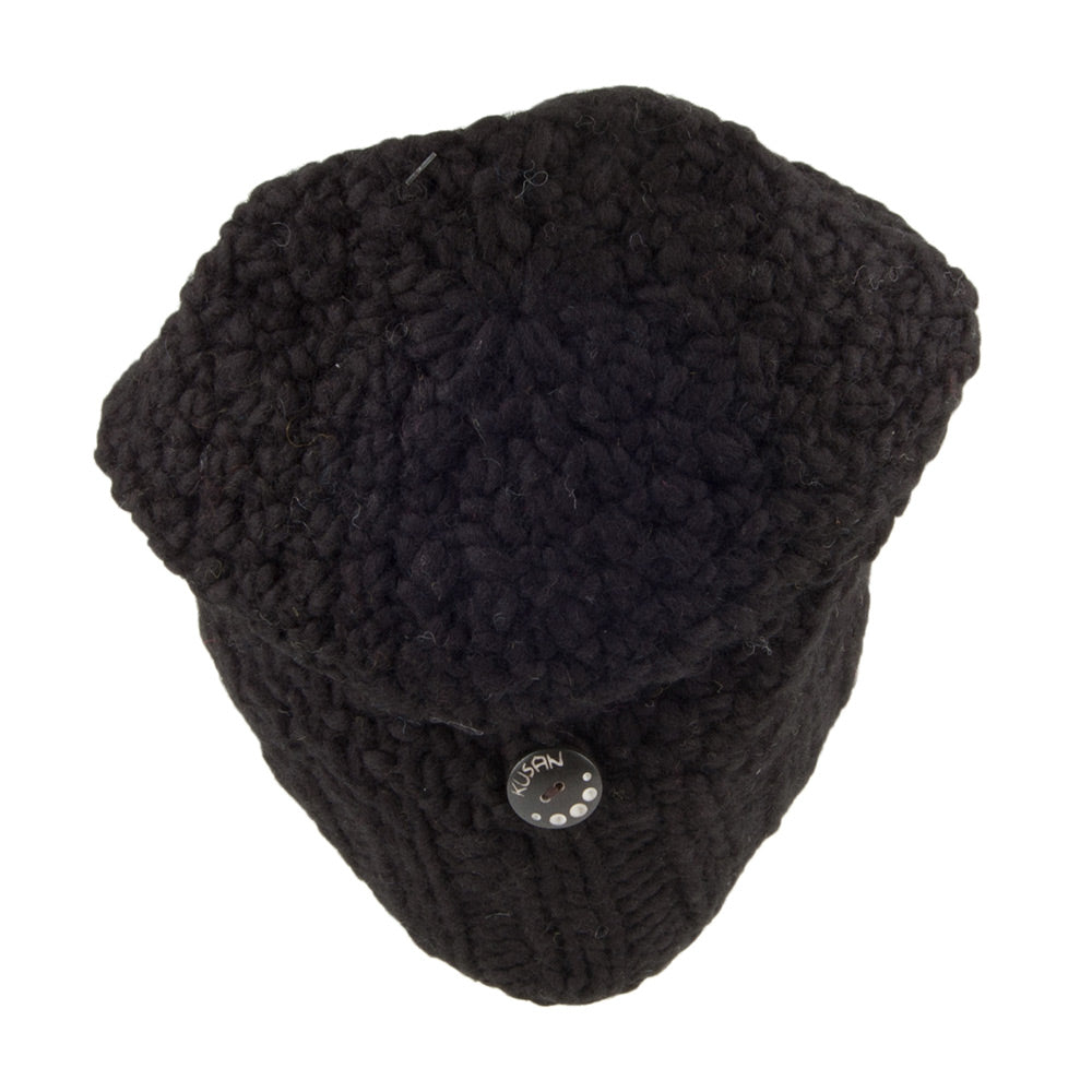 Kusan Button Down Beanie Mütze - Schwarz