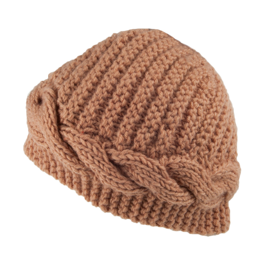 Scala Emilia Knopf Beanie Mütze - Hellbraun