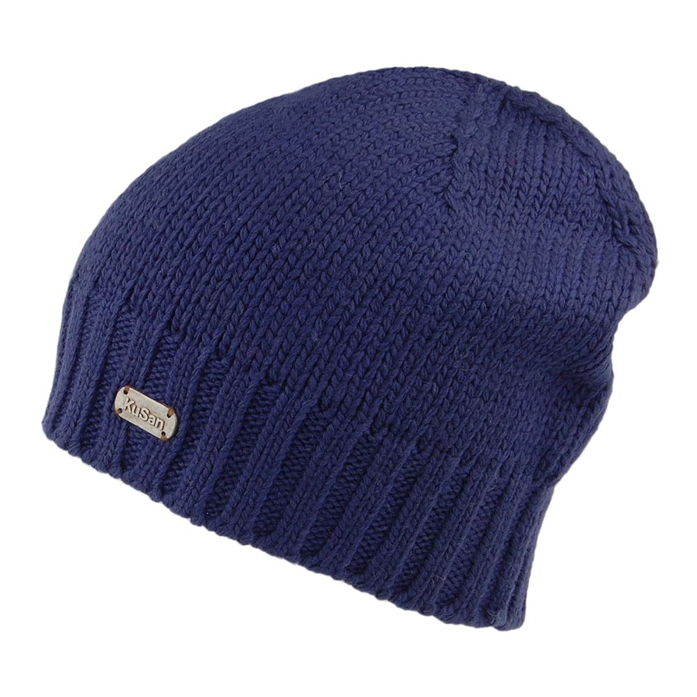 Kusan Beanie Mütze aus Merinowolle - Marineblau