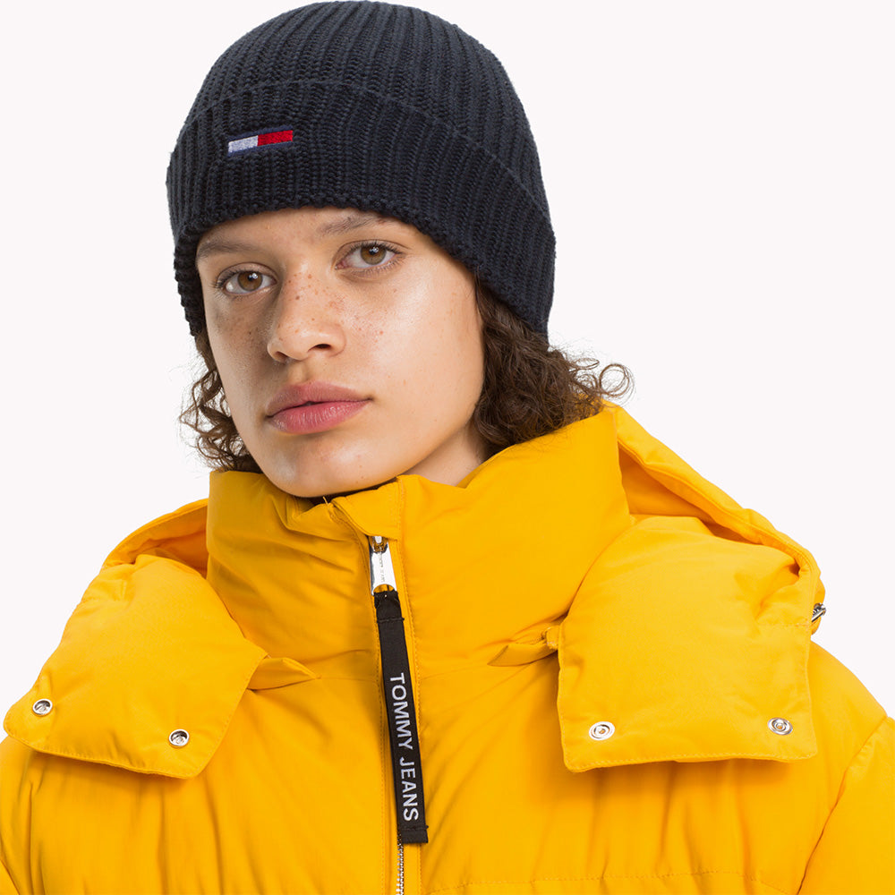 Tommy Hilfiger TJM Basic Rib Gerippte Beanie Mütze - Marineblau
