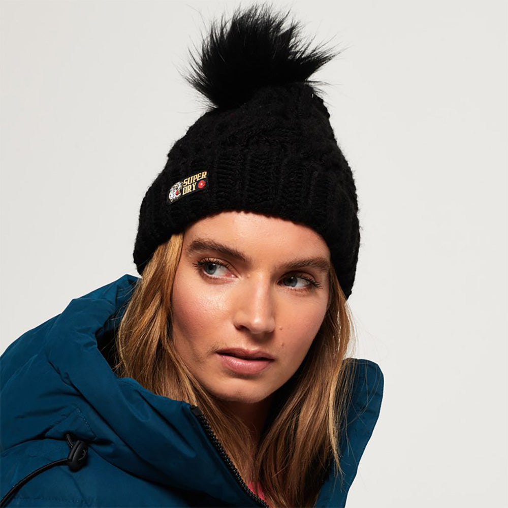 Superdry Chic Regal Bommelmütze - Schwarz