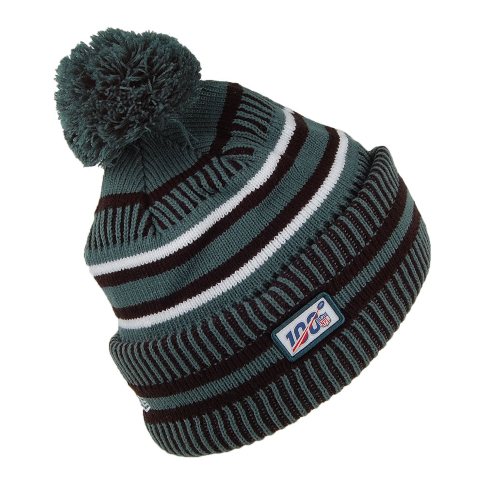 New Era Philadelphia Eagles Bommelmütze - NFL On Field Knit - Mitternachtsgrün-Schwarz