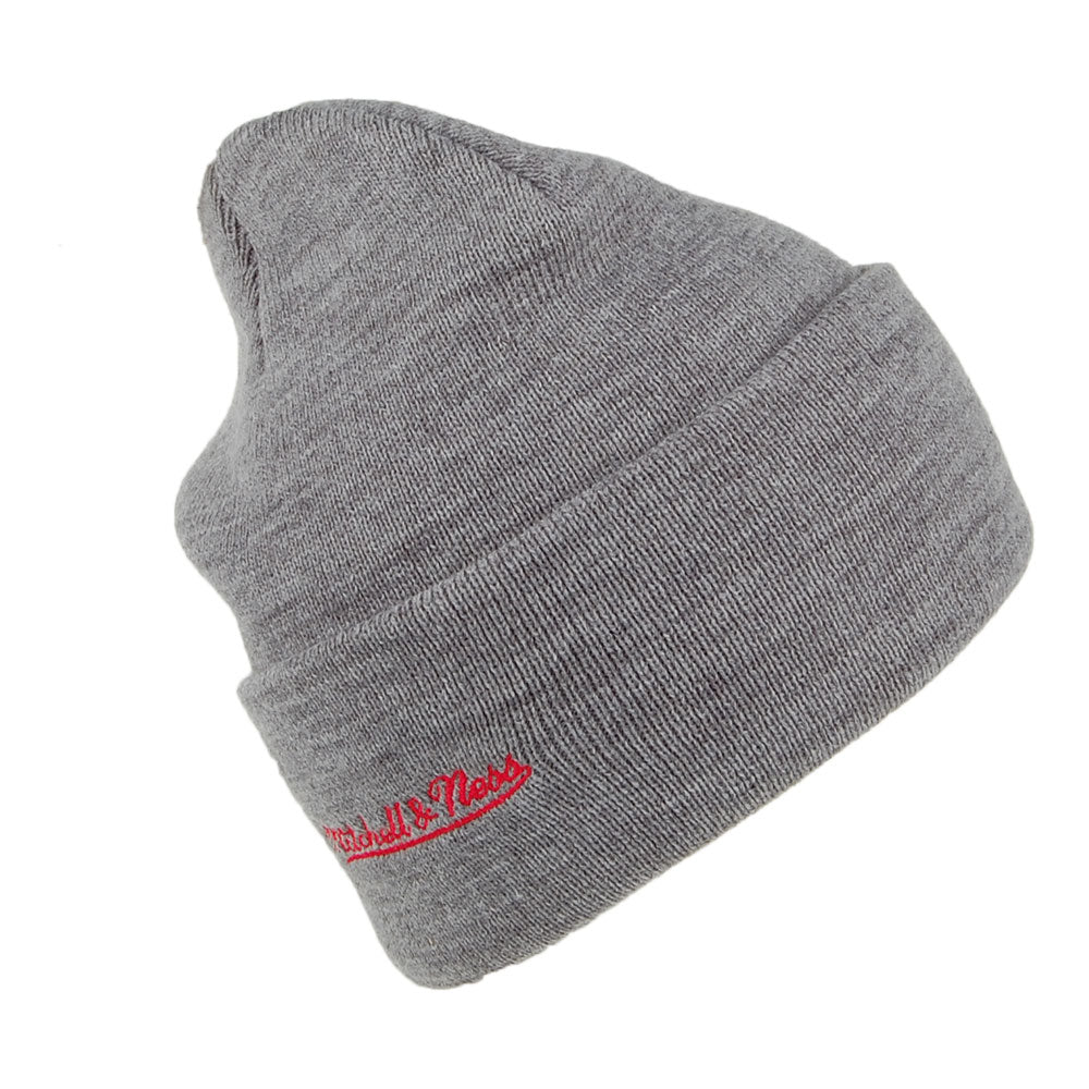 Mitchell & Ness Detroit Pistons Beanie Mütze - NBA Team Logo Cuff Knit - Grau