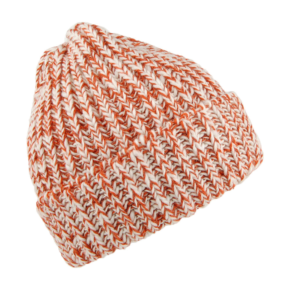 Highland 2000 Beanie Mütze mit Umschlag aus Englischer Merinowolle - Verbranntes Orange