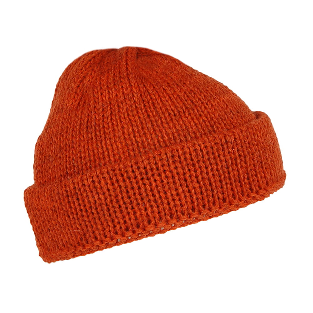 Highland 2000 Short Fishermans Beanie Mütze aus Englischer Wolle - Verbranntes Orange