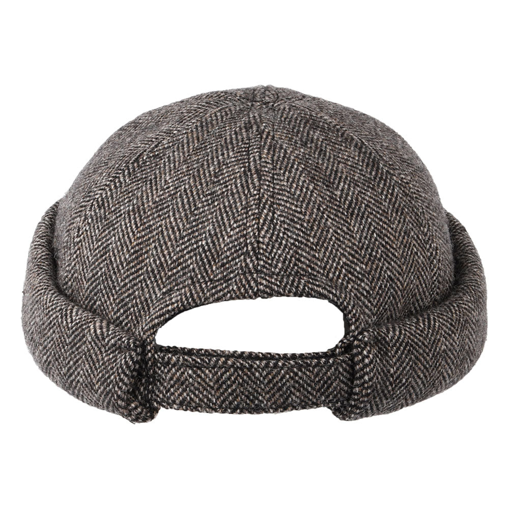 Stetson Docker Beanie Mütze mit Fischgrätmuster aus Wolle - Grau-Schwarz