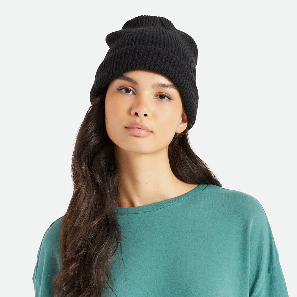 Brixton Heist Beanie Mütze mit Umschlag - Schwarz