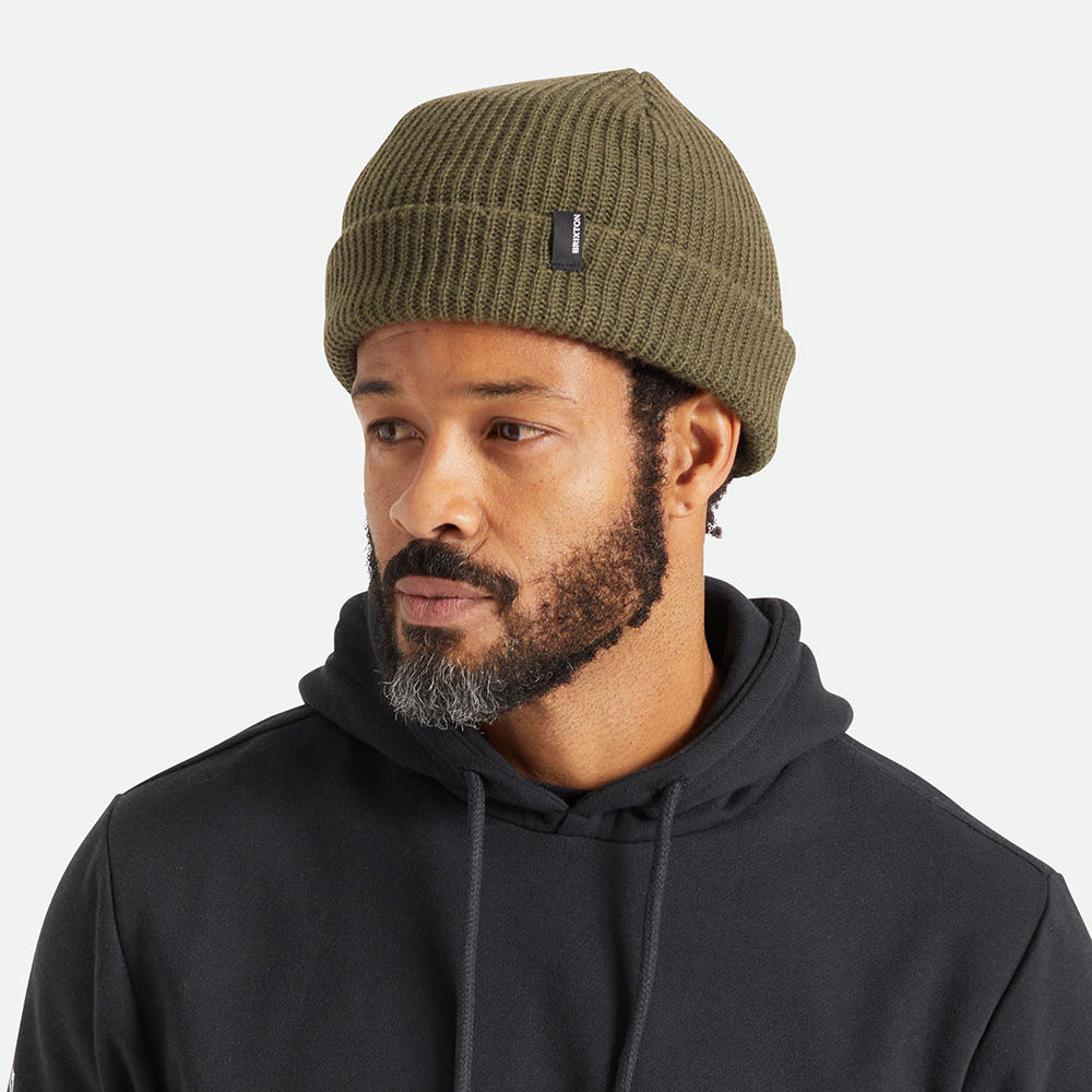 Brixton Heist Beanie Mütze mit Umschlag - Olivgrün