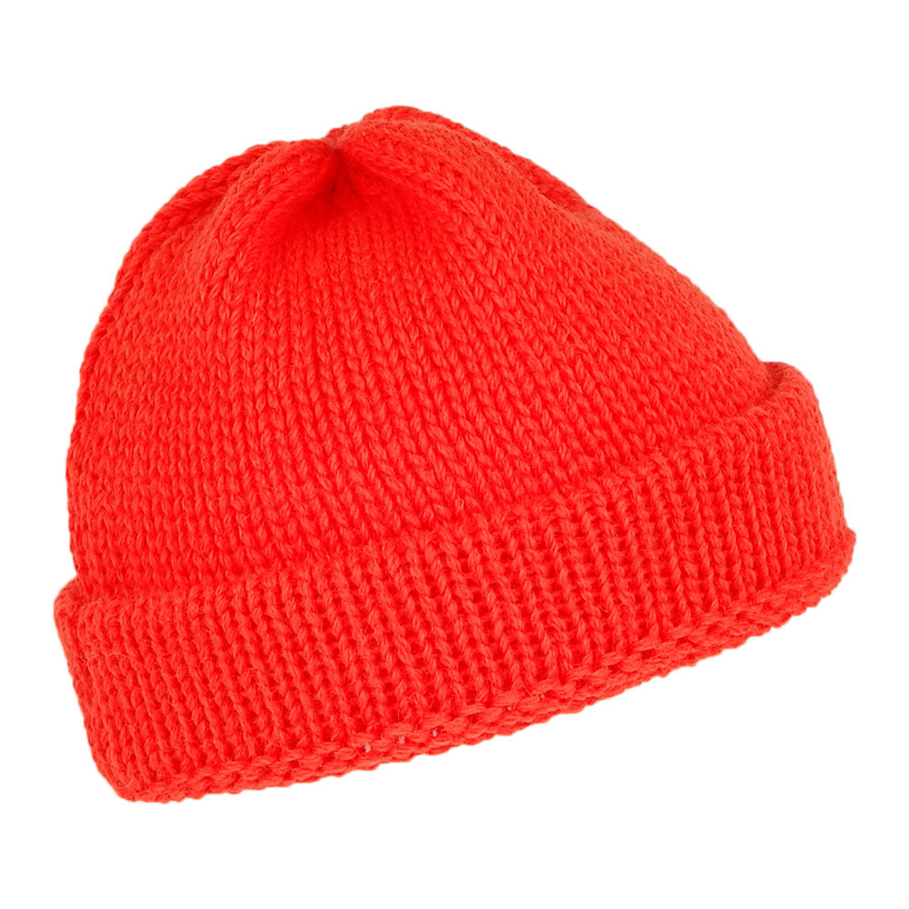 Highland 2000 Short Fishermans Beanie Mütze aus Englischer Wolle - Orange