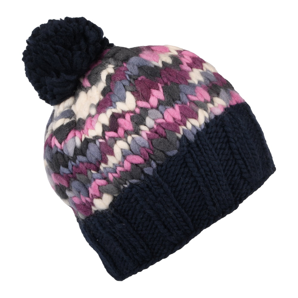 Kusan Klobiges Garn Bommelmütze - Marineblau