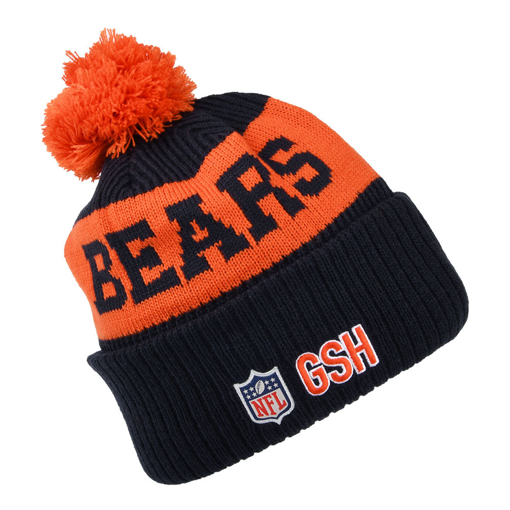 New Era Chicago Bears Bommelmütze NFL On Field Sport Knit - Marineblau-Orange