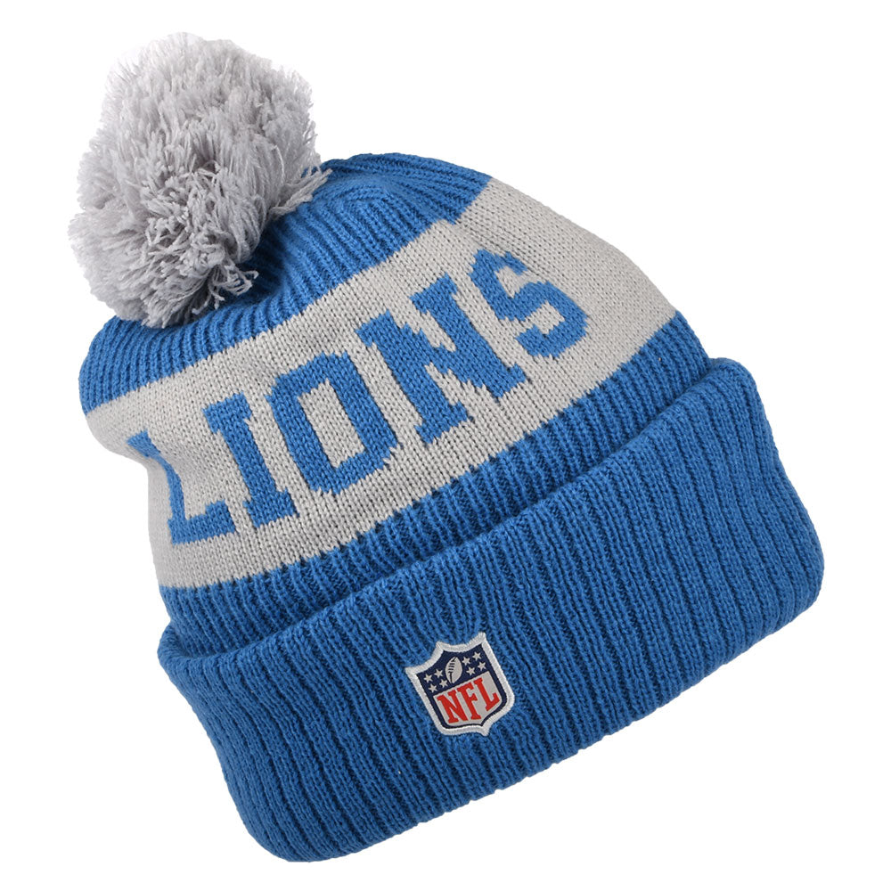 New Era Detroit Lions Bommelmütze NFL On Field Sport Knit - Blau-Grau