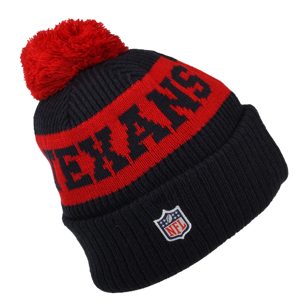 New Era Houston Texans Bommelmütze NFL On Field Sport Knit - Marineblau-Rot