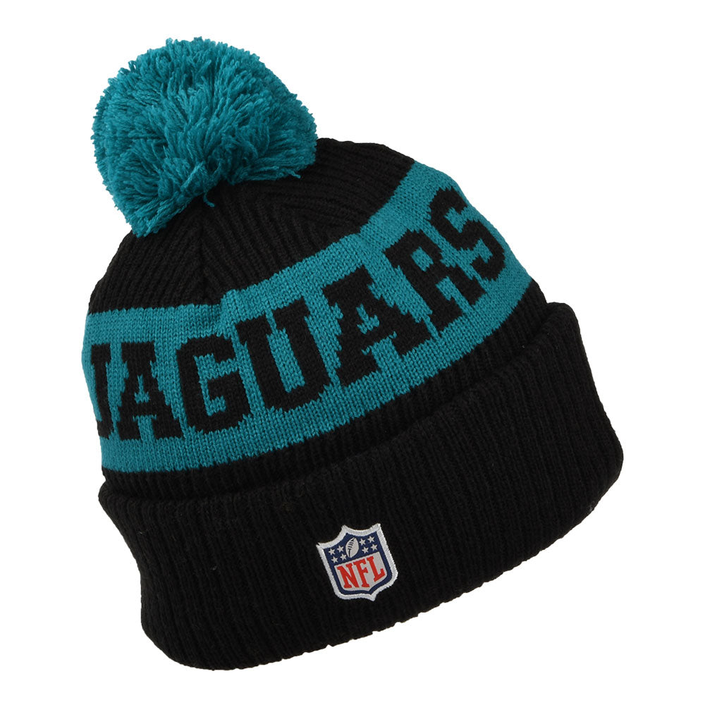 New Era Jacksonville Jaguars Bommelmütze NFL On Field Sport Knit - Schwarz-Petrol