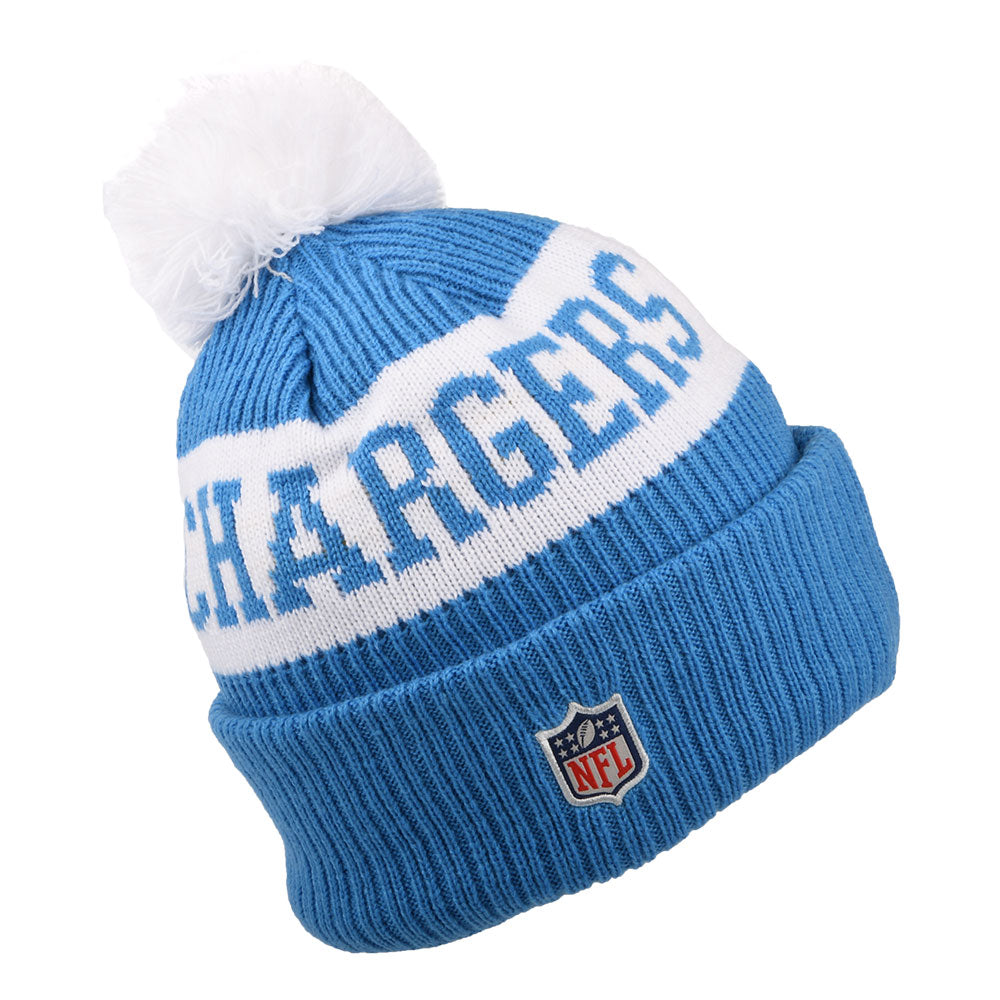New Era Los Angeles Chargers Bommelmütze NFL On Field Sport Knit - Hellblau-Weiß